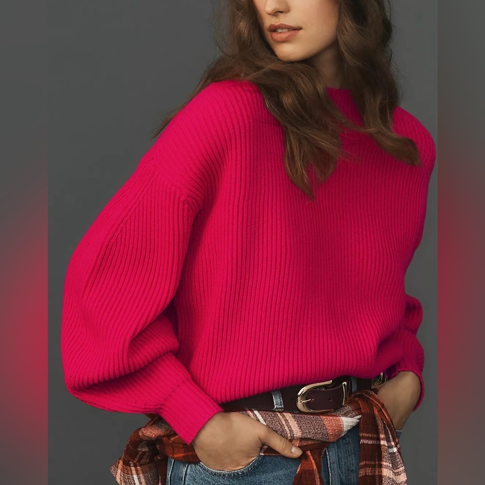 Anthropologie - MAEVE EASY PULLOVER SWEATER - Pink - XL